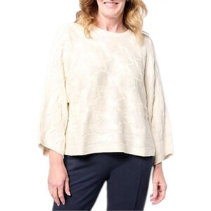 WynneLayers Women's Shimmery Cable Sweater Cream - Regular